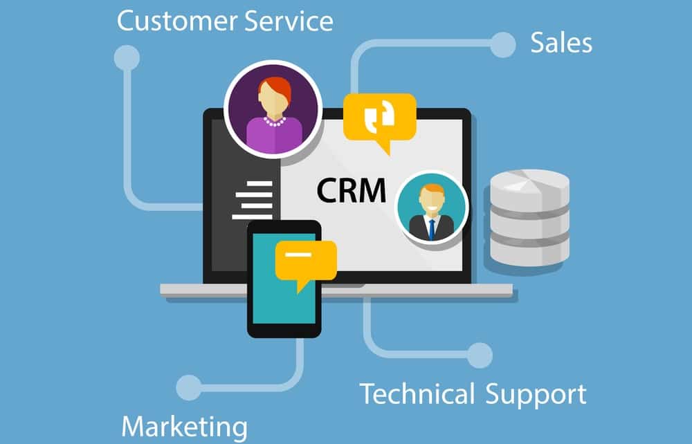 crm customer relationship management illustration vector infographic